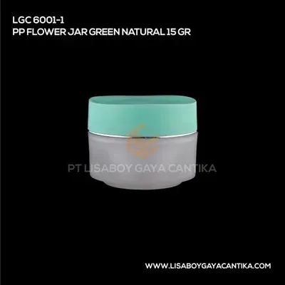LGC-6001-1-PP-FLOWER-JAR-GREEN-NATURAL-15-GR, pot cream