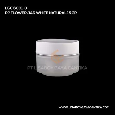 LGC-6001-3-PP-FLOWER-JAR-WHITE-NATURAL-15-GR, pot cream