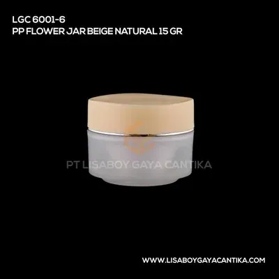 LGC-6001-6-PP-FLOWER-JAR-BEIGE-NATURAL-15-GR, pot cream