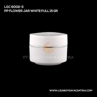 LGC-6002-3-PP-FLOWER-JAR-WHITE-FULL-15-GR, pot cream