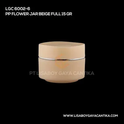 LGC-6002-6-PP-FLOWER-JAR-BEIGE-FULL-15-GR, pot cream