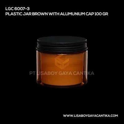 LGC-6007-3-PLASTIC-JAR-BROWN-WITH-ALUMUNIUM-CAP-100-GR, pot cream