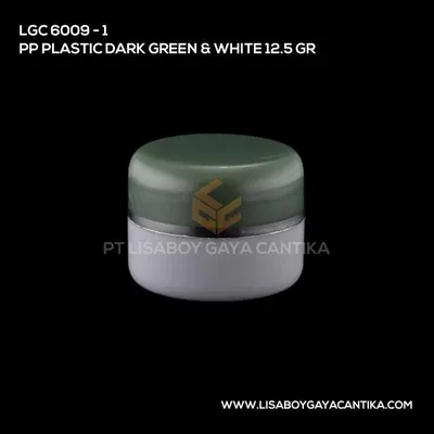 LGC-6009-1-PP-PLASTIC-JAR-DARK-GREEN-AND-WHITE-12.5-GR, pot cream