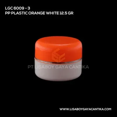 LGC-6009-3-PP-PLASTIC-JAR-ORANGE-AND-WHITE-12.5-GR, pot cream
