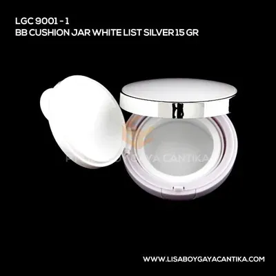 9001-1-BB-CUSHION-JAR-WHITE-LIST-SILVER-15-GR, kemasan dekoratif