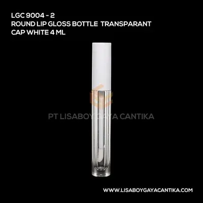 9004-2-ROUND-LIP-GLOSS-BOTTLE-TRANSPARANT-CAP-WHITE-4-ML, kemasan dekoratif