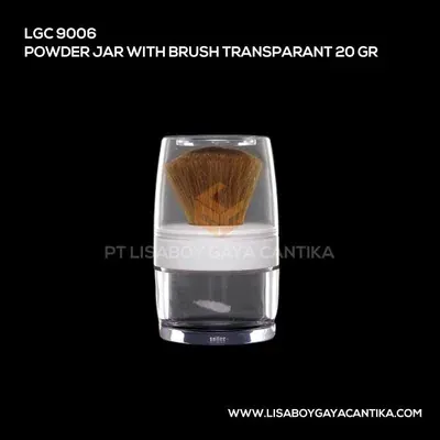 9006-POWDER-JAR-WITH-BRUSH-TRANSPARANT-20-GR, kemasan dekoratif