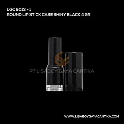 9013-1-ROUND-LIP-STICK-CASE-SHINY-BLACK-4-GR, kemasan dekoratif