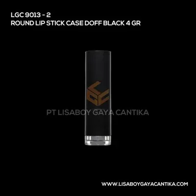9013-2-ROUND-LIP-STICK-CASE-SHINY-BLACK-4-GRROUND-LIP-STICK-CASE-DOFF-BLACK-4-GR, kemasan dekoratif