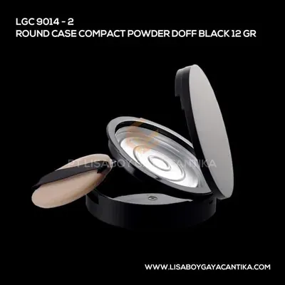 9014-2-ROUND-CASE-COMPACT-POWDER-DOFF-BLACK-12-GR, kemasan dekoratif