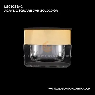 1032-1-ACRYLIC-SQUARE-JAR-GOLD-10-GR, pot cream acrylic