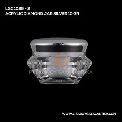 1029-2-ACRYLIC-DIAMOND-JAR-SILVER-10-GR, pot cream acrylic
