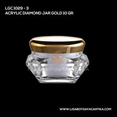 1029-3-ACRYLIC-DIAMOND-JAR-GOLD-10-GR, pot cream acrylic
