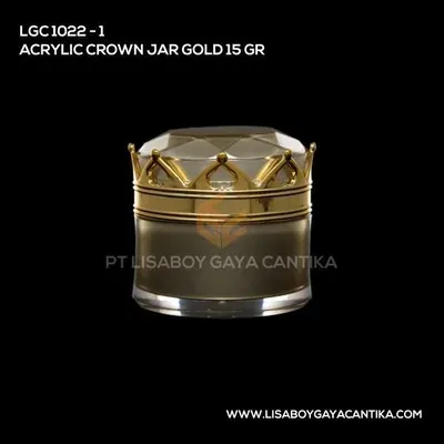 1022-1-ACRYLIC-CROWN-JAR-GOLD-15-GR, pot cream acrylic