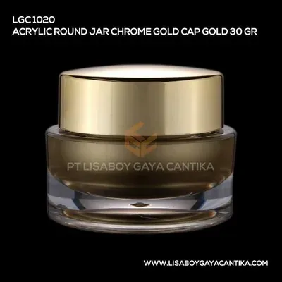 1020-ACRYLIC-ROUND-JAR-CHROME-GOLD-30-GR, pot cream acrylic