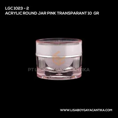 1023-2-ACRYLIC-ROUND-JAR-PINK-TRANSPARANT-10-GR, pot cream acrylic