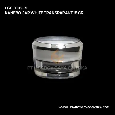 1018-5-KANEBO-JAR-WHITE-TRANSPARANT-10-GR, pot cream acrylic