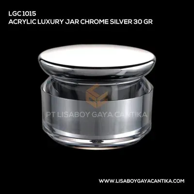 1015-ACRYLIC-LUXURY-JAR-CHROME-SILVER-30-GR, pot cream acrylic