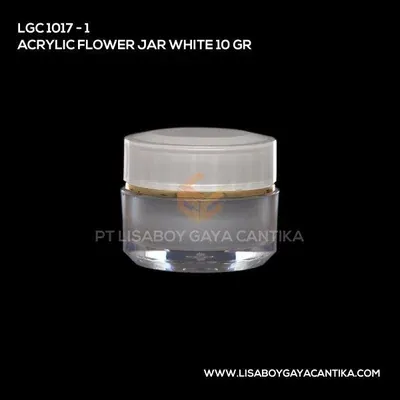 1017-1-ACRYLIC-FLOWER-JAR-WHITE-10-GR, pot cream acrylic