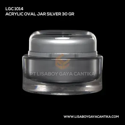 1014-ACRYLIC-OVAL-JAR-SILVER-30-GR, pot cream acrylic