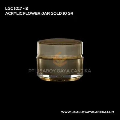 1017-2-ACRYLIC-FLOWER-JAR-GOLD-10-GR, pot cream acrylic