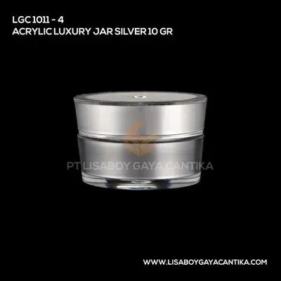 1011-4-ACRYLIC-LUXURY-JAR-SILVER-10-GR, pot cream acrylic