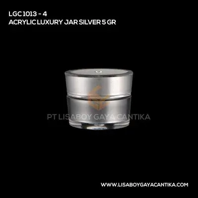 1013-4-ACRYLIC-LUXURY-JAR-SILVER-5-GR, pot cream acrylic