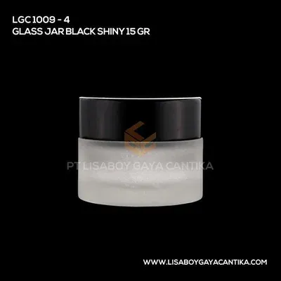 1009-4-GLASS-JAR-BLACK-SHINY-15-GR, pot cream acrylic