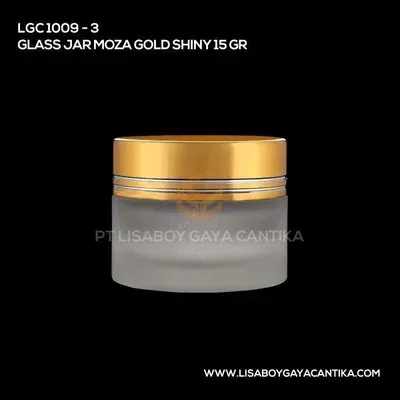 1009-3-GLASS-JAR-MOZA-GOLD-SHINY-15-GR, pot cream acrylic
