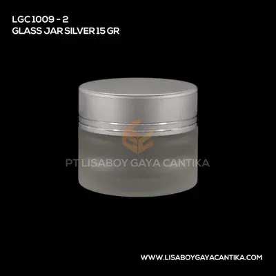 1009-2-GLASS-JAR-SILVER-15-GR, pot cream acrylic