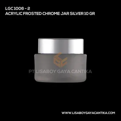 1006-2-ACRYLIC-FROSTED-CHROME-JAR-SILVER-10-GR, pot cream acrylic