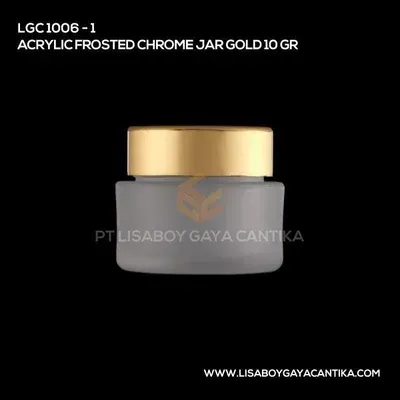 1006-1-ACRYLIC-FROSTED-CHROME-JAR-GOLD-10-GR, pot cream acrylic