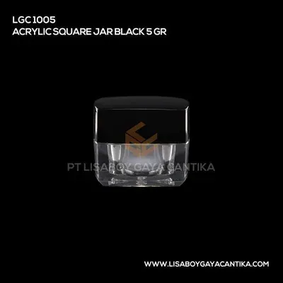 1005-ACRYLIC-SQUARE-JAR-BLACK-5-GR, pot cream acrylic