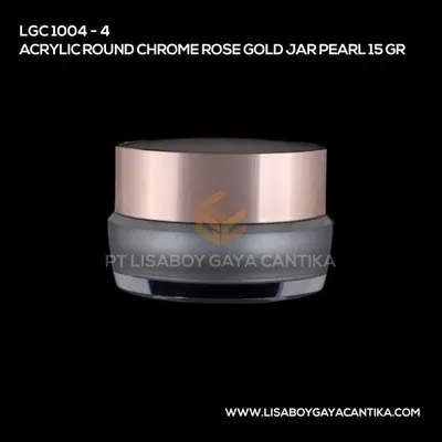 1004-4-ACRYLIC-ROUND-CHROME-ROSE-GOLD-JAR-PEARL-15-GR, pot cream acrylic