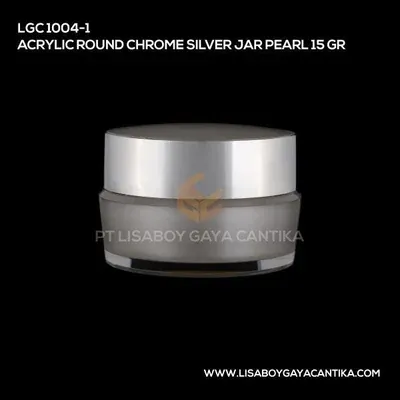 1004-1-ACRYLIC-ROUND-CHROME-SILVER-JAR-PEARL-15-GR, pot cream acrylic