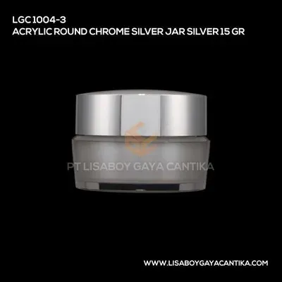 1004-3-ACRYLIC-ROUND-CHROME-SILVER-JAR-SILVER-15-GR, pot cream acrylic