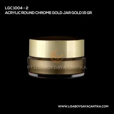 1004-2-ACRYLIC-ROUND-CHROME-GOLD-JAR-15-GR, pot cream acrylic