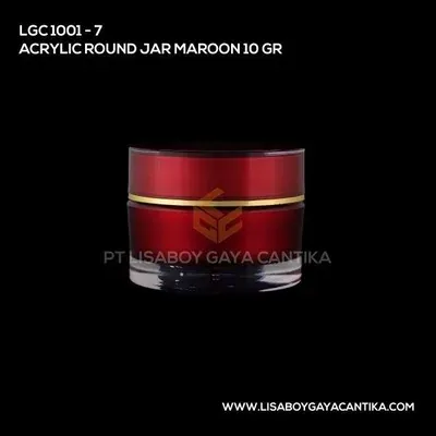 1001-7-ACRYLIC-ROUND-JAR-MAROON-10-GR — produk kemasan kosmetik