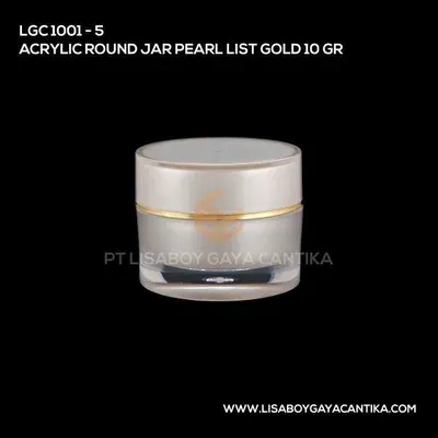 1001-5-ACRYLIC-ROUND-JAR-PEARL-LIST-GOLD-10-GR — produk kemasan kosmetik