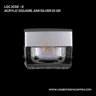 1032-2-ACRYLIC-SQUARE-JAR-SILVER-10-GR — produk kemasan kosmetik